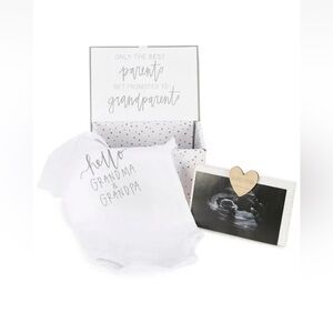 Mud Pie Baby Announcement Gift Box- Grandparents Gift- Printed Bodysuit & Frame